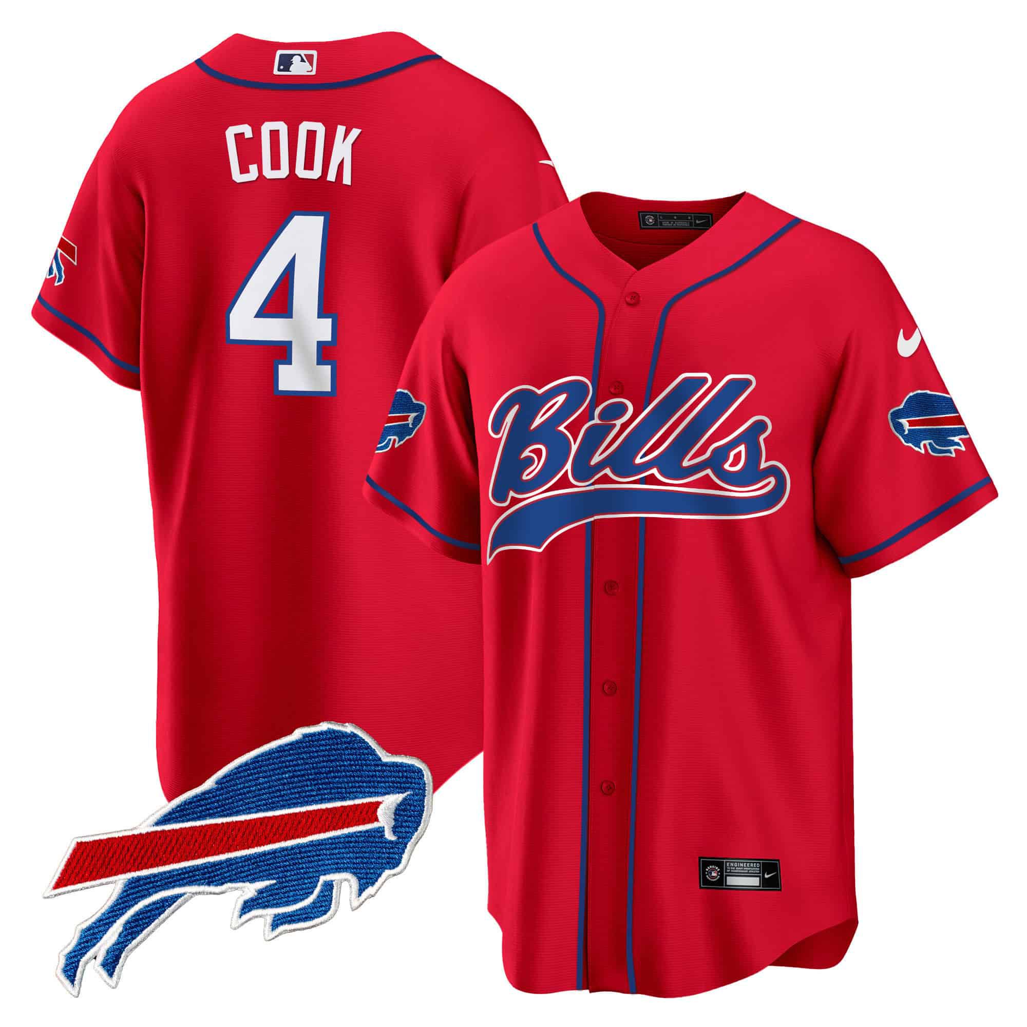 Men Buffalo Bills #4 Cook Red 2024 Nike Baseball Game NFL Jersey